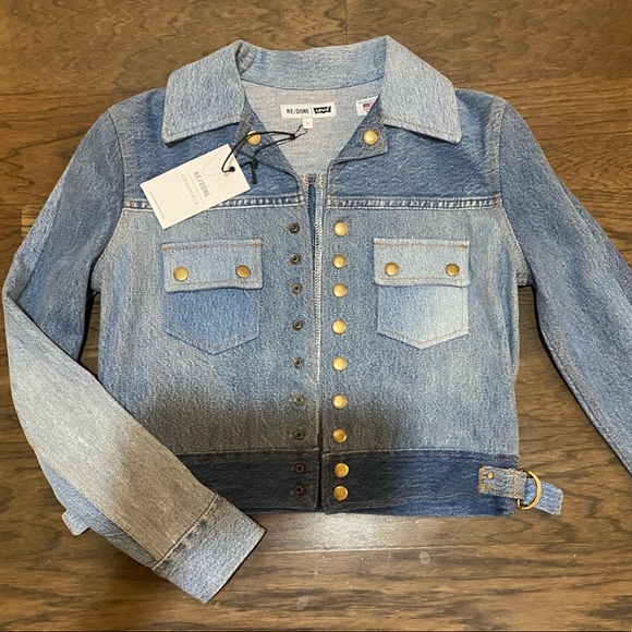 Re/done x levis reconstructed denim 60s snap front jacket / size small - Picture 5 of 5